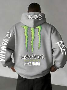 Unisex Retro Racing Claw Print Hoodie, Featuring Bold Front And Back Graphic Designs With Racing-Inspired Claw Marks And Vintage Moto Racing Emblems, Complemented By Sleeve Accents, Available In Classic Navy And Versatile White, Blending Streetwear Edge, Retro Motorsport Aesthetics, And Casual Comfort, Crafted From Soft And Breathable Fabric With A Relaxed Fit Ideal For Daily Wear, Street Outings, And Racing Fan Gatherings, Perfect As A Gift For Motorsport Enthusiasts, Street Style Lovers, And Anyone Embracing Nostalgic Racing Vibes, Offering A Unique And Compliant Design That Captures The Spirit Of Racing Culture Without Any Trademarked Elements, Making It A Standout Piece For Your Wardrobe Or Online Store. - 灰色 - 查看 1