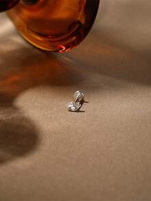  1Pc 0.1CT Moissanite 925 Sterling Silver Fashion Eye Pattern Flat Head Piercing Woman Earrings For Women Daily Wear Party Anniversary Valentine's Day Wedding Bridal Jewelry - Silver - View 3