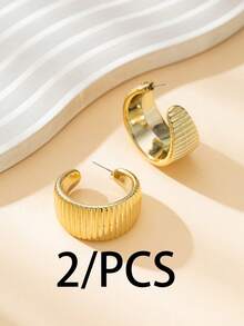 2/6/18pcs Gold-Tone Fashion Earring Set, Stylish & Elegant, Suitable For Daily, Party, Travel Wear - Gold - View 5