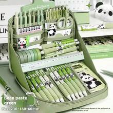 33-Piece Panda Stationery Set, 12-Layer Panda Pencil Case, Large Capacity High-Value Ins Style Pencil Box, Multi-Layer Student Pencil Case, Multifunctional Pencil Box For Primary School Students, With Stickers, Pens, Keychains, Brooches, Gift Set - 12-layer Multi-functional Pencil Case 1 - View 16