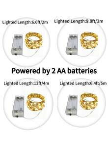 1 包电池供电 LED 灯串，使用 2 节 AA 电池，2 米至 10 米铜线灯串，暖白光，适用于万圣节、婚礼、生日、卧室、圣诞节、花园、室内外装饰 - 暖白色 - 查看 8