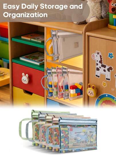 1pc Colorful Mesh Zipper Bag With Handle, Nylon A4 Mesh Toy Storage Organizer Bag, Suitable For Blocks, Puzzles, Games, School, Office