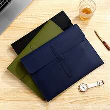 Customized Logo Leather Snap Closure Minimalist A4 Document Folder, Business File Bag, Exam Material Bag, Office Document Bag, Briefcase, Large Capacity, High-Quality, Business Gift - Multicolor - View 7