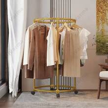 Perchero circular giratorio con ruedas de 360 ° , metal resistente - dorado - Ver 2