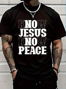 Know Jesus Know Peace Religion God Church Christian Gifts T-Shirt Short Sleeve T-Shirt Women's Men's Graphic Tee Causal Tops Women's Men Graphic Tee - màu đen - Xem 1