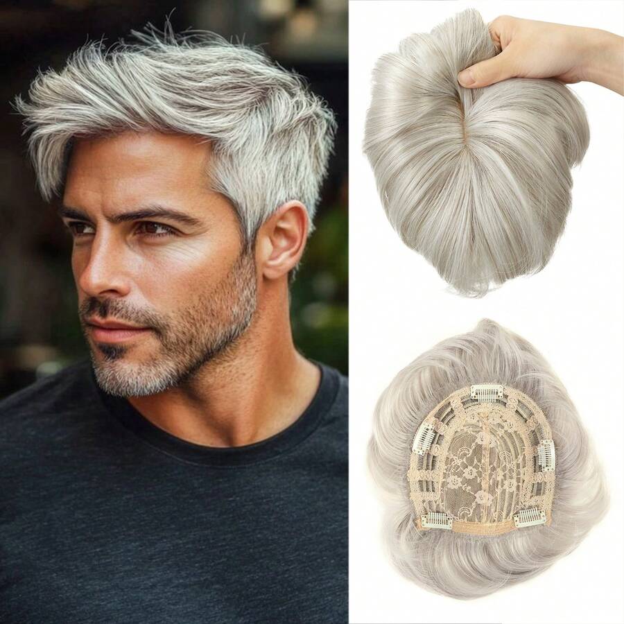 Aplique de cabelo feminino, aplique 360° 3D com franja, ideal para cabelos ralos, aplique volumoso com franja (ombré loiro com raiz escura para loiro).