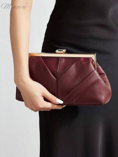 Bolso de embrague con clip de gran capacidad para mujer, cadena desmontable larga y corta, bolso vintage combinado, adecuado para combinar con vestidos de gala de mujer, bolso de nube plisado de alta gama, bolso de concha, elegante bolso de señora, adecuado para fiestas, reuniones, citas, bailes y otras ocasiones