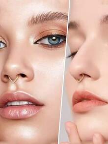 1pc Stainless Steel Nose Ring, Personalized Piercing Nose Hoop, Seamless Heart-Shaped Cartilage Earring, Clip-On Closure, Unisex Jewelry - Multicolor - View 3