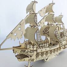 302 piezas Bloques de construcción de madera 3D, Modelo 3D del Holandés Volador, Rompecabezas de juguete de madera, Decoración creativa DIY, Bloques de construcción hechos a mano DIY, Kit de artesanía de madera, Regalo creativo para adultos en Navidad/Cumpleaños, Modelo de rompecabezas 3D, Conjunto de modelo de barco pirata Holandés Volador, Kit de construcción de modelo de barco 3D, Conjunto de manualidades DIY, Rompecabezas 3D interesante para tiempo en familia, Regalo de cumpleaños exquisito - Multicolor - Ver 5