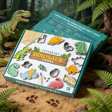 12pcs/Box Dinosaur & Animal Cookie Cutter Set, Stainless Steel Shaped Biscuit Candy Mold, Suitable For DIY Kitchen, Baking, Theme Birthday Party - View 5