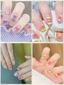 3/6张可爱花朵美甲贴纸雏菊花卉美甲贴花可爱春季美甲 - 彩色 - 查看 2