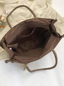Nouveau sac fourre-tout à la mode en paille, sac à épaule polyvalent et grande capacité pour femmes, pour usage quotidien, travail, shopping - Multicolore - Voir 9