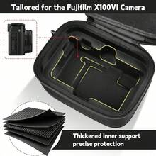 ALKOO Camera Travel Storage Bag For Fujifilm X100VI, Hard EVA Material With Protective Dividers And Mesh Pocket, Photography Equipment Storage Bag, Bag Only - Black - View 3