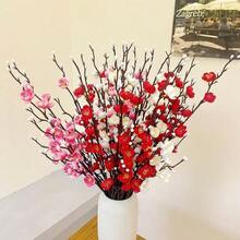 4/8支人造白色梅花，21.7英寸，甜美塑料长茎花卉，适合冬季使用，可用于家居、酒店、办公室、婚礼、派对、花园装饰 - 白色 - 查看 10