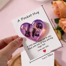 1pc Music Themed Pocket Hug Token, Resin Guitar Microphone Memorabilia With Greeting Card, Inspirational Gift For Music Lovers, Music Festival - View 4