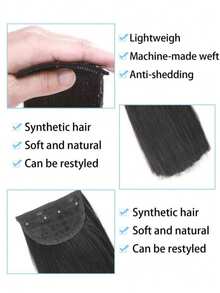 2pcs Synthetic Hair Clips, Seamless Root Volume Straight Hair Clips, Top Hair Volume Pads, Synthetic Hair Clip Set 2pcs, Seamless Root Volume Straight Hair Clips, Top Hair Volume Pads, Suitable For Men And Women, Easy To Use - Multicolor - View 3
