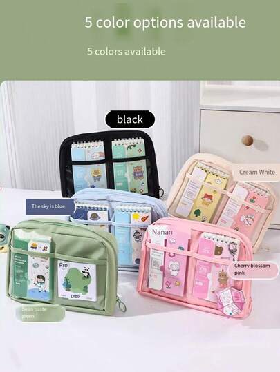 New Stationery Bag, Washable Pencil Case/Makeup Bag, Large Capacity Pencil Box For Boys & Girls, Portable Cosmetic Organizer Bag, Office Desk Stationery Storage Pouch