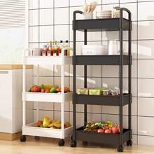 Carrito de cocina, camión de almacenamiento, cesta móvil, estante de ruedas negras - Blanco - Ver 5