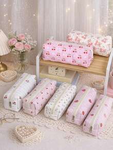 便捷化妆包，可爱化妆刷收纳袋，女士旅行必备收纳包，小巧少女铅笔盒，学生文具包，情人节礼物，返校收纳包 - 彩色 - 查看 2