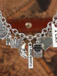 1pc Personalized Letter, Heart, Charm Bracelet Women Valentines DS3M - 古董銀 2 - 查看 11
