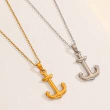 1件波西米亚风不锈钢链条锚形吊坠项链，百搭简约度假风设计珠宝礼品 - 船錨 - 查看 6