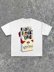 Uicideboy Cigarette Pack Graphic T Shirt, Graphic Tees, Summer Round Neck Short Men's T Shirt,Pure 220 Grams Cotton Sleeved T-Shirts, Halloween,Summer Clothes Women,Spring Tops For Women,Graphic T Shirts,Summer Vacation Outfits - White - View 7