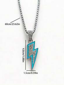 1件男士全镶钻闪电吊坠项链，简约时尚设计，适合俱乐部和娱乐场所佩戴。 - 勻碼 - 查看 2