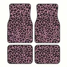 4 Peças de Tapetes de Chão para Carro com Estampa de Leopardo Rosa, Duráveis, Decoração de Interior de Carro Estilosa, Adequado para Todos os Interiores de Carros. - Multicolorido - Visão 2