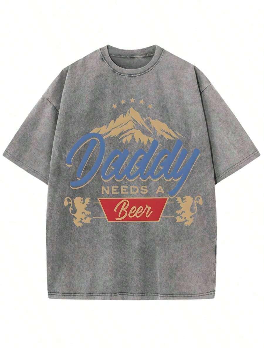 ¡Papá necesita una cerveza! Esta camiseta de estilo retro urbano es un clásico de la moda retro casual con un estampado popular de león de montaña, hecha de algodón lavado de 230g. Es un estilo urbano retro versátil, una marca de moda retro de alta calidad para hombres en verano. Es holgado, suave, cómodo y viene en varios colores. Es adecuado para usar en exteriores en primavera y verano, tiene un cierto grosor y se puede usar a diario o como regalo para amigos, fiestas, regalos de regreso a clases, regalos de Año Nuevo, regalos del Día de San Patricio o regalos del Día del Padre. (Estilo retro, de peso pesado, unisex) - Gris - Ver 1