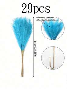 10/20/29/37 件装人造芦苇草波西米亚风装饰逼真蒲苇草，高大蓬松的假花，可用于花瓶填充，农舍家居厨房波西米亚风装饰，房间装饰，婚礼派对装饰（蓝色） - 天藍色 - 查看 7