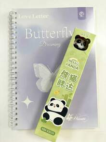Cuaderno de espiral con diseño de mariposa, cuaderno grueso y lindo tamaño A5, serie minimalista y linda con 12 bolígrafos de colores - Multicolor - Ver 5