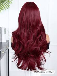 Tóc giả dài 24 inch màu đỏ tía, xoăn nhẹ, có mái, thời trang hàng ngày, dự tiệc, cosplay, đi nghỉ mát, họp mặt gia đình, quà tặng Ngày của Mẹ, quà tặng Eid, quà tặng mùa tựu trường. - Màu Đỏ Sâu - Xem 7