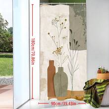 1pc Artistic Floral Shower Curtain, Made Of Polyester, Waterproof, Non-Shading, Suitable For Home And Bathroom Decor, Comes With 12 Hooks - A - View 6