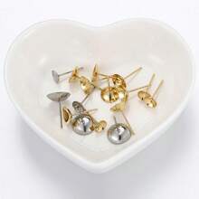 20pcs 3-8mm Stainless Steel Ear Studs Base For Pearl Earring Base For DIY Jewelry Making Golden Color Accessories - Earring Base - View 5