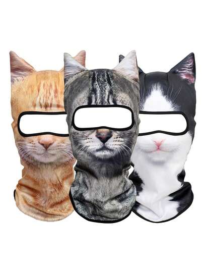 1pc Unisex Outdoor Sunscreen Face Mask With 3D Animal Pattern, Funny Sports Riding Face & Neck Cover, Dust-Proof Sun Hat, Suitable For Daily Outings, Skiing, Cycling, Skating, Etc.