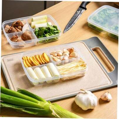 1pc Kitchen Food Transparent Storage Box, Multi-Compartment Grains & Dried Goods Preservation Container, Square Airtight Moisture-Proof Storage Box, Thick Plastic Durable Practical, Suitable For Grains, Beans, Dry Goods, Kitchen Storage, Refrigerator Storage, Household Use, Kitchen Organization, Home Storage, Dry Goods Preservation, Kitchen Transparent Storage Box