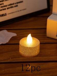 1 pièce Bougie électronique LED, or, argent, poudre rose, petite bougie de thé, décoration romantique pour proposition, éclairage cadeau de surprise pour anniversaire - lampe à bougie - Voir 14