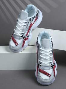 男士低帮运动鞋，休闲跑步鞋，时尚渐变红色运动鞋，网球街头服饰 - 紅色 - 查看 3