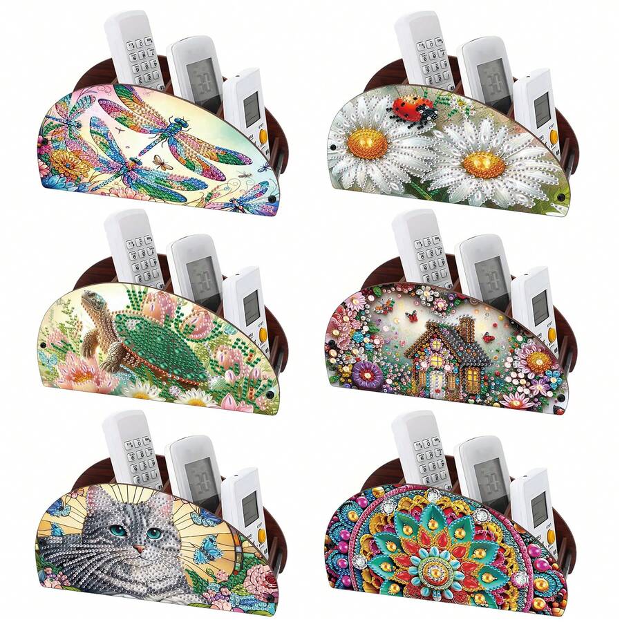 1 pieza/6 piezas Caja de almacenamiento multifunción de pintura de diamantes DIY - Mandala Flor, Casa de Gato, Tortuga Verde, Tulipán, Libélula, Margarita, Mariquita Patrón de pintura de diamantes Soporte multifunción para bolígrafos, Caja de almacenamiento multifunción para brochas de maquillaje, Efecto de gemas brillantes, Caja de almacenamiento multifunción de montaje DIY, Excelente para la decoración del hogar, Organización del escritorio, Regalo perfecto para seres queridos y amigos