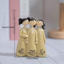 1pc Handpainted Beige Dress 3 Sisters Sculpture, Designed With 3 Embracing Figures In Small, Medium And Large Sizes, Suitable As Desktop Decor, Commemorative Piece, Gift For Sisters, Birthday, And Creating A Warm Home Atmosphere - Three Sisters - View 2