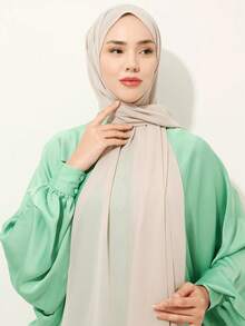 1pc Women Abaya Accessories Solid Color Chiffon Scarf Simple & Fashionable Wrap Accessories Women Soft Hijab,Women - Quả mơ - Xem 6