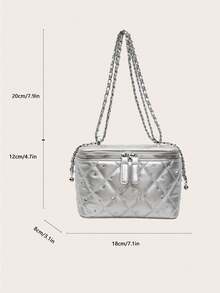 Women's New Box Bag, Minimalist Chic Shoulder & Crossbody Bag - Silver - View 3