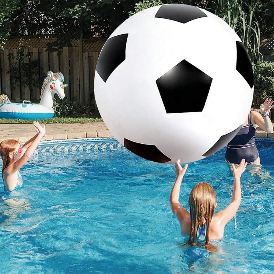 1pc Inflatable Giant Size Football, PVC Material Thick & Durable Portable Large Balloon, Suitable For Water Party, Pool Party, Beach Party Entertainment
