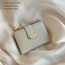 New Lychee Texture Small Wallet Women's PU Leather Short Zipper Coin Purse Mini Wallet Cute Wrist Bag Travel Essential Summer Wallet - Apricot - View 3