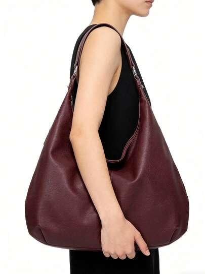 Bolso de hombro minimalista de moda para mujer, de grano de lichi, de gran capacidad y versátil, de alta calidad, tipo hobo, adecuado para ir al trabajo, vacaciones y uso diario
