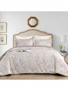 2/3 件套白色梅花印花被套，香槟金底色，简约美学设计，柔软奢华的高品质轻盈超细纤维床品，低致敏性，透气性好，适合春、夏、秋、冬四季使用。 - 香檳色 - 查看 18