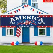 1pc 250th Anniversary Of US Independence Banner (1776-2026), 250th Anniversary US Flag & Star Design, 4th Of July Decor, Indoor/Outdoor Home Decoration For Anniversary Celebration - A - View 4