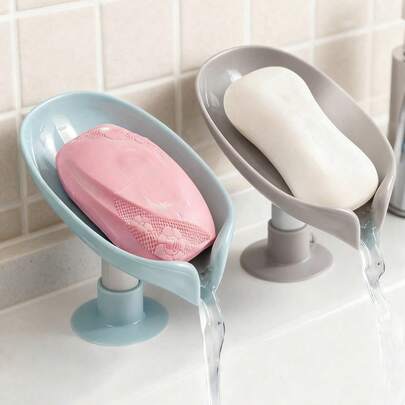 Soap Dish, Tilted Drainage Design, Dry Soap Storage Box, Draining Soap Holder, Drill-Free Easy Clean Soap Tray, Suction Cup Non-Slip Soap Dish For Shower, Bathroom, Kitchen Sink, Bathroom Accessories, Bathroom Supplies, Home Essentials