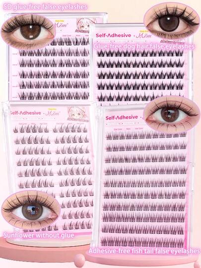 100/120pcs Self-Adhesive False Eyelash Clusters, Mixed Length Fluffy Set, No Glue Needed, Fluffy Individual False Lashes, Self-Adhesive DIY Eyelash Extension, Pre-Glued Lash Clusters, Natural Lengthening C-Curl Lash Clusters, No Glue Or Makeup Remover Needed, False Eyelashes, Lash Clusters, Individual False Lashes, Eyelashes, False Lashes