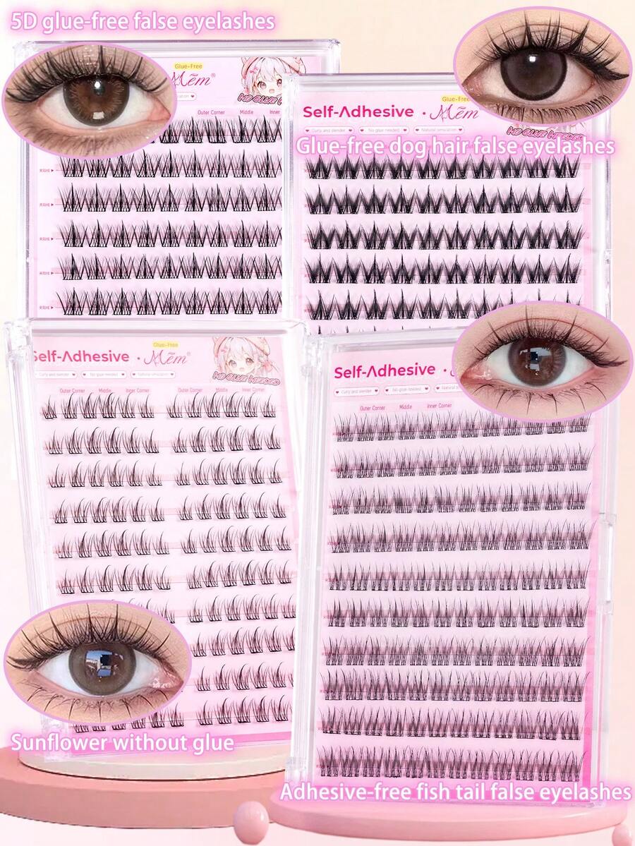 100/120pcs Self-Adhesive False Eyelash Clusters, Mixed Length Fluffy Set, No Glue Needed, Fluffy Individual False Lashes, Self-Adhesive DIY Eyelash Extension, Pre-Glued Lash Clusters, Natural Lengthening C-Curl Lash Clusters, No Glue Or Makeup Remover Needed, False Eyelashes, Lash Clusters, Individual False Lashes, Eyelashes, False Lashes